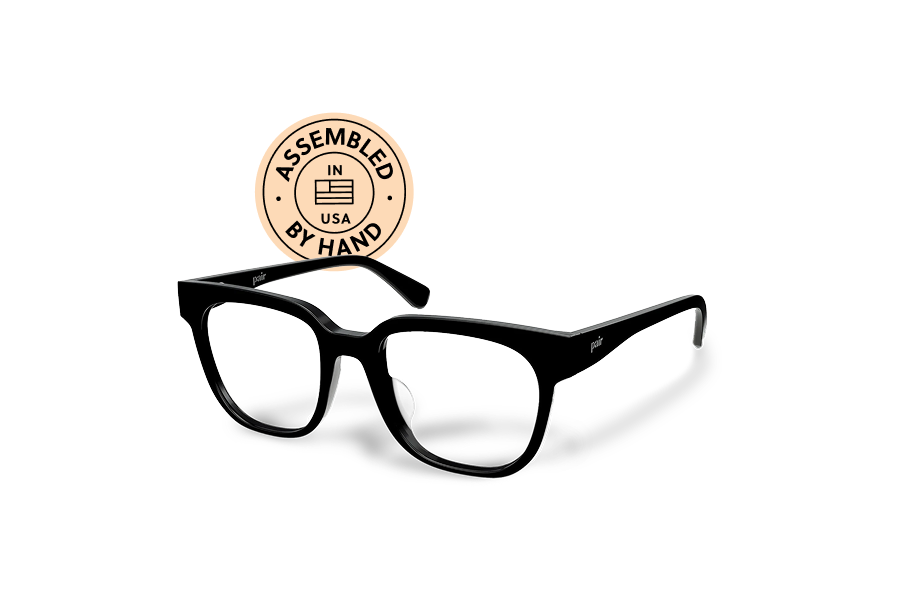 Black Pair Eyewear base frame assembled by hand