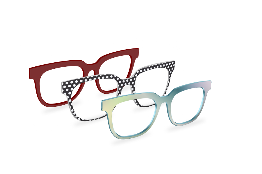 Red patterned and blue Pair Eyewear top frames