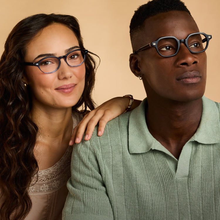 Vienna and David wearing Forte Collection eyewear